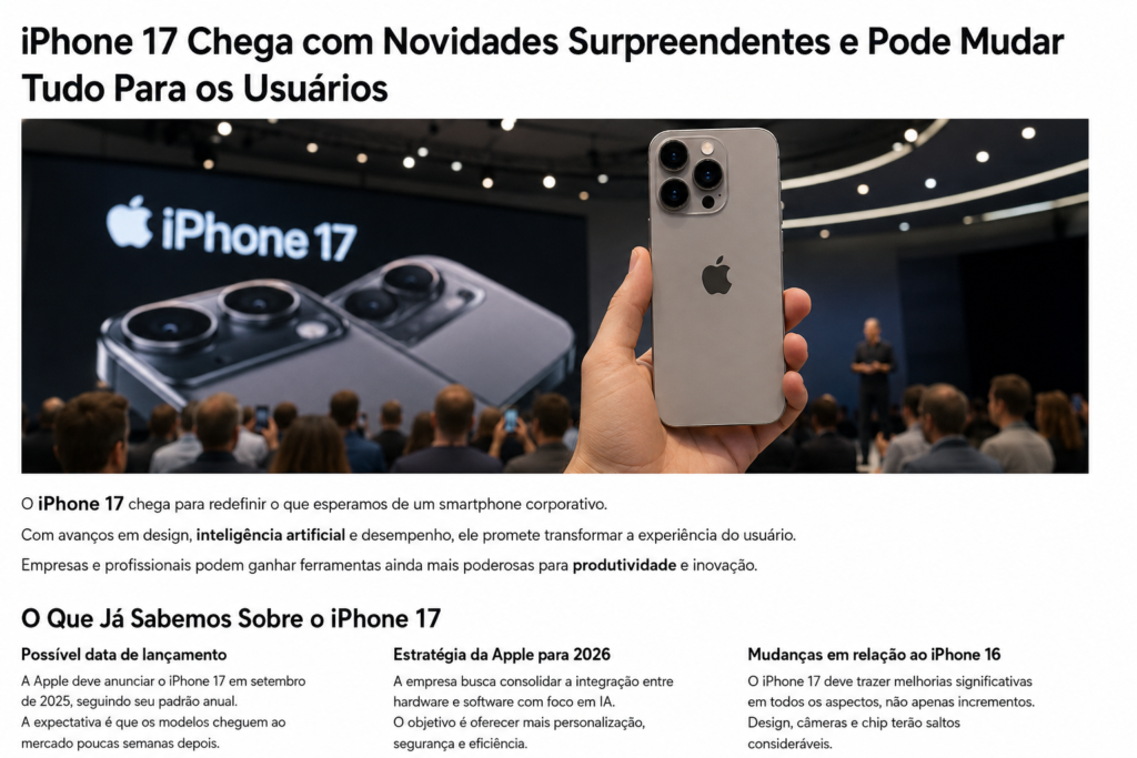 iPhone 17 Chega com Novidades Surpreendentes e Pode Mudar Tudo Para os Usuários